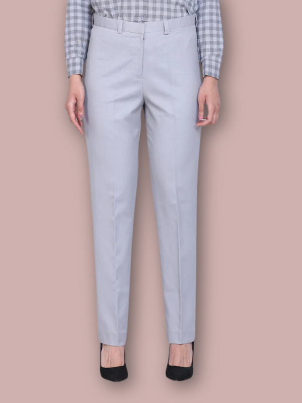 Poly Cotton Mid Waist Trouser - Cloud Grey