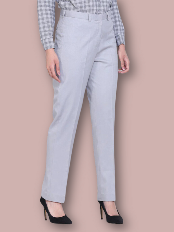 Poly Cotton Mid Waist Trouser - Cloud Grey