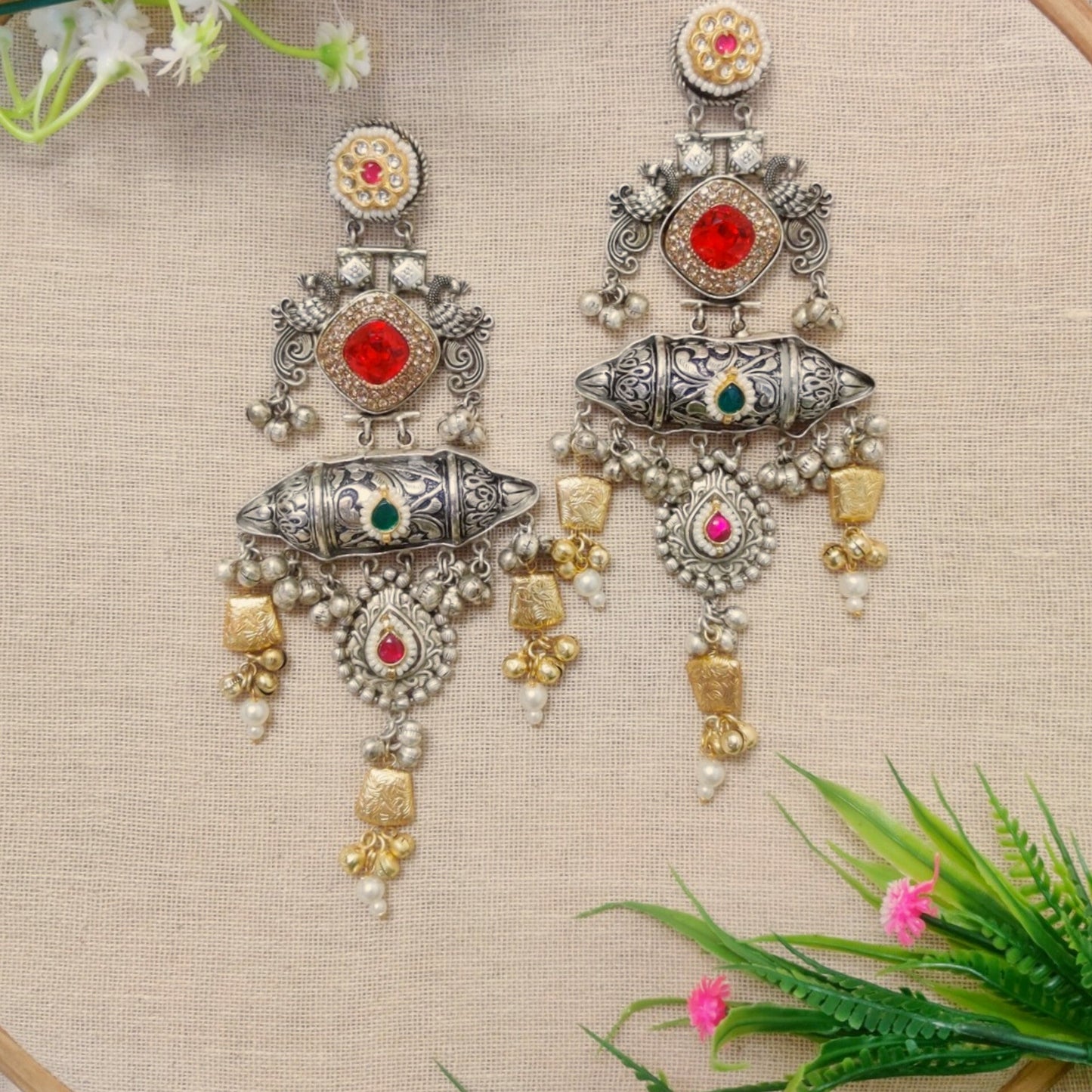 Dual Tone Long Earring