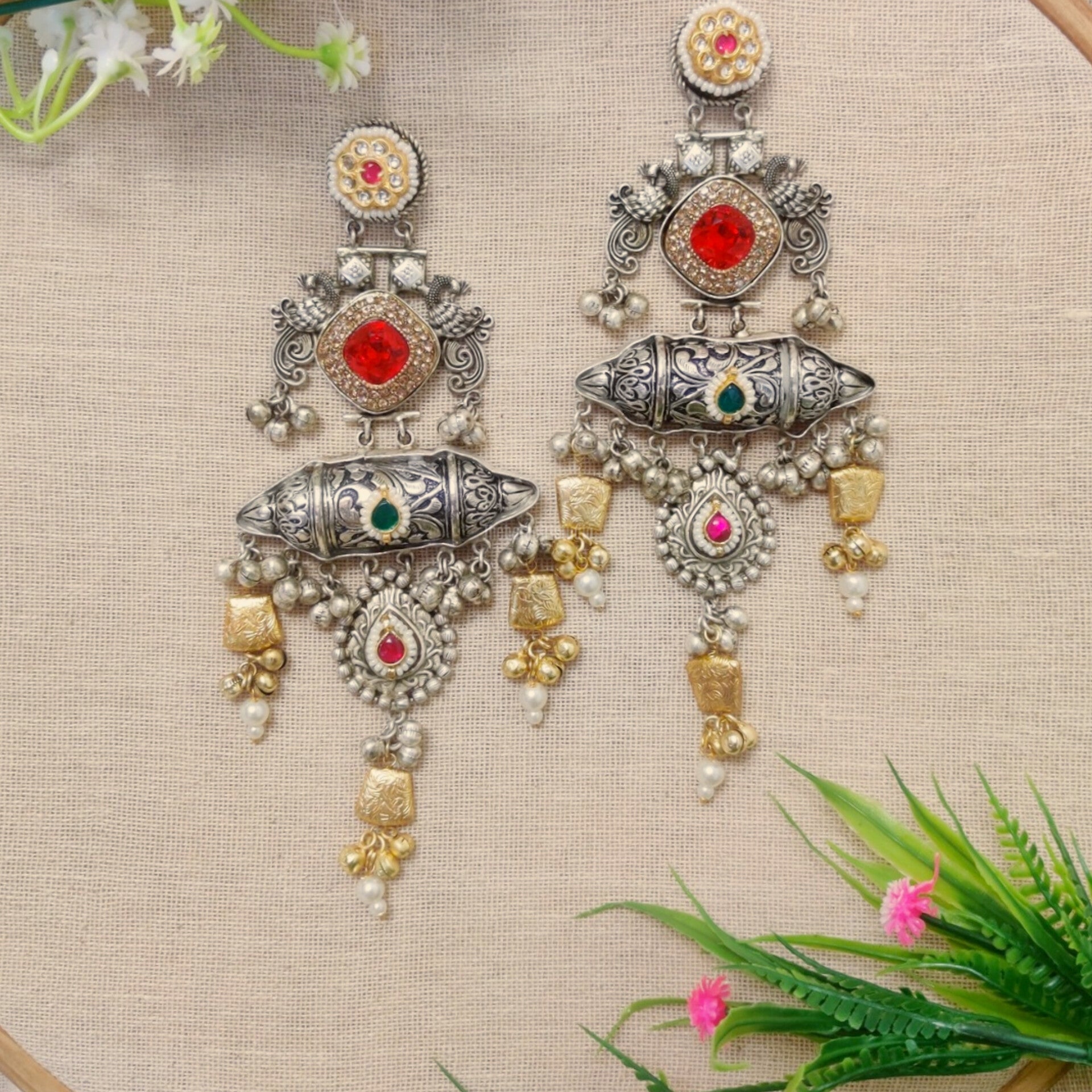 Dual Tone Long Earring