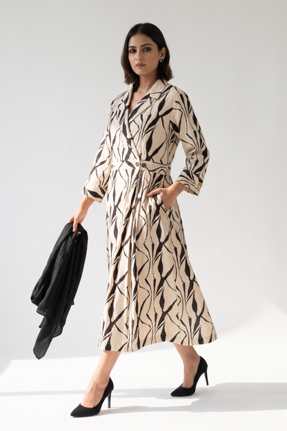 Luna Artisan'S Brush Cotton Long Trench Dress