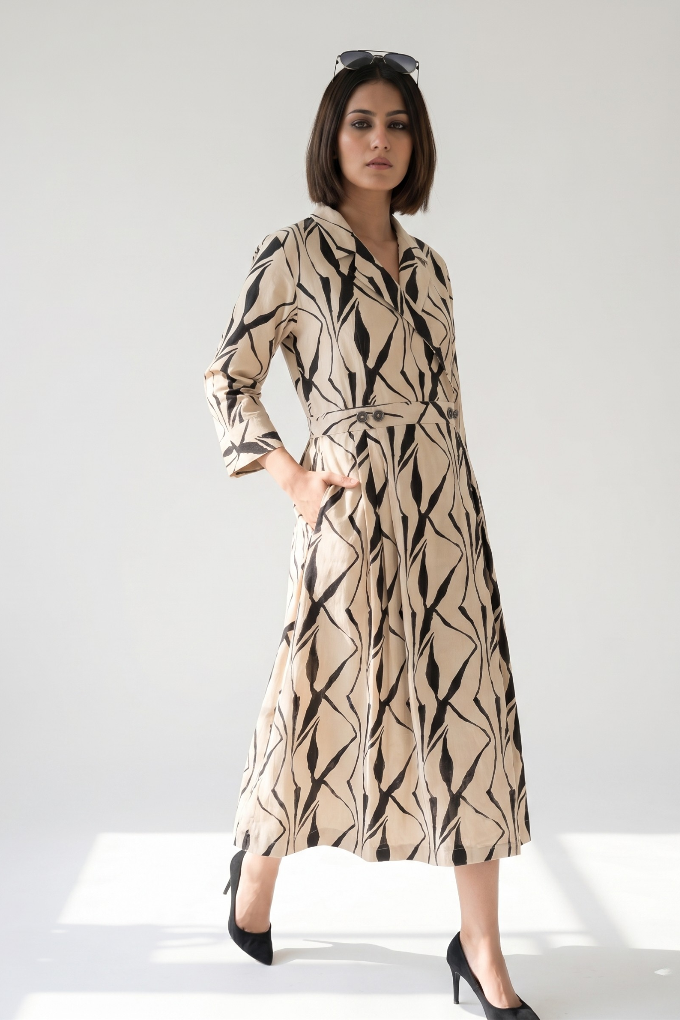 Luna Artisan'S Brush Cotton Long Trench Dress
