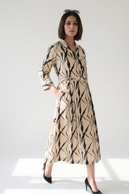Luna Artisan'S Brush Cotton Long Trench Dress