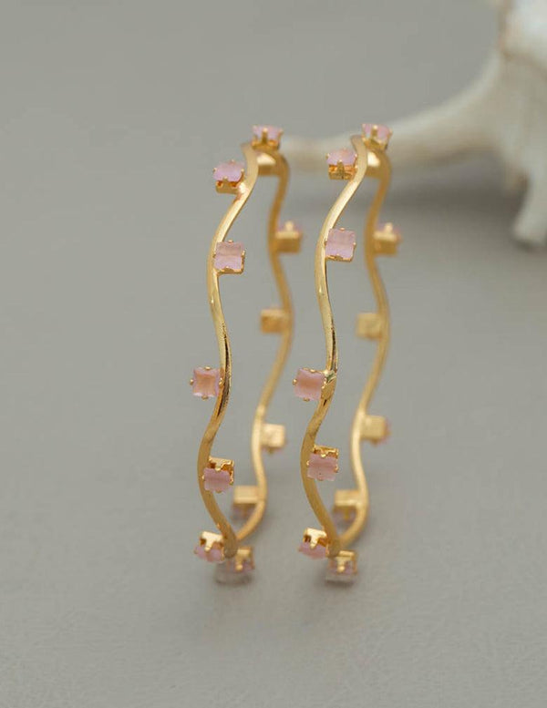 Gold Plated Stone Bangles Daily Wear LP- 48Hr Delivery  (Green,2.4 Bangle Size)