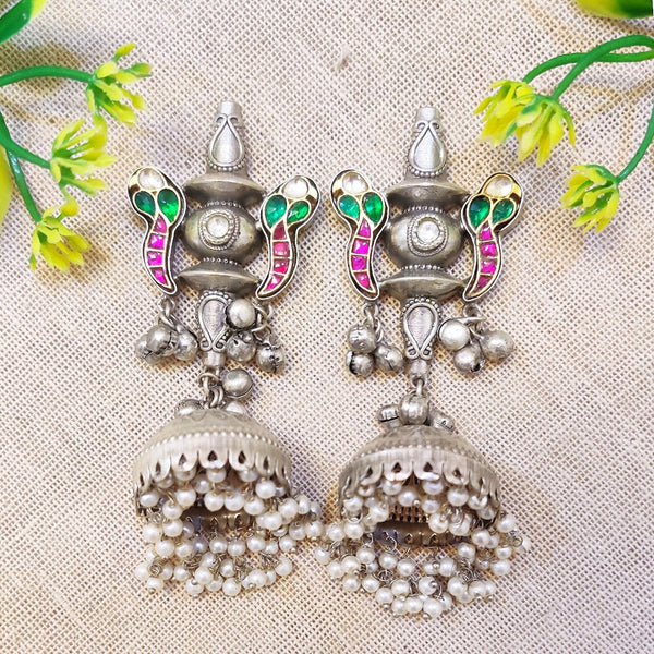 oxidised silver jhumka earrings