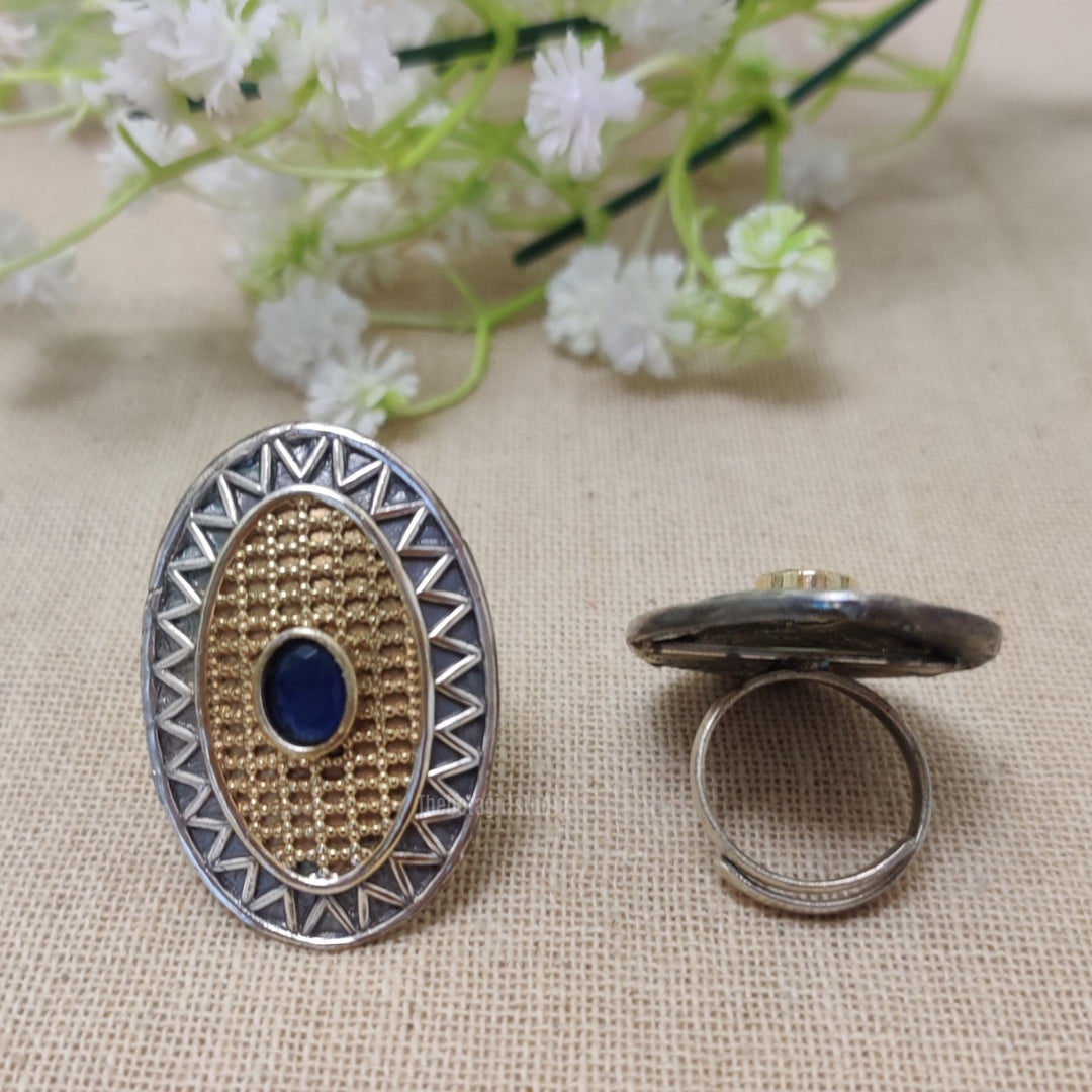 Dune  Silver look Alike Dual Tone Ring