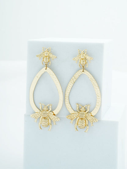 Honeybee Gold Dangle Drop Earrings