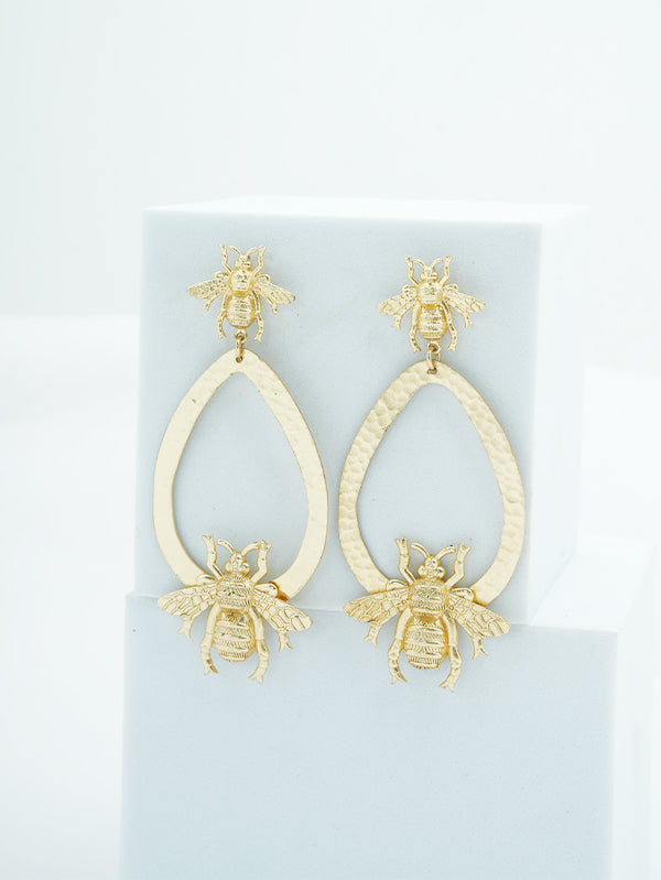 Honeybee Gold Dangle Drop Earrings