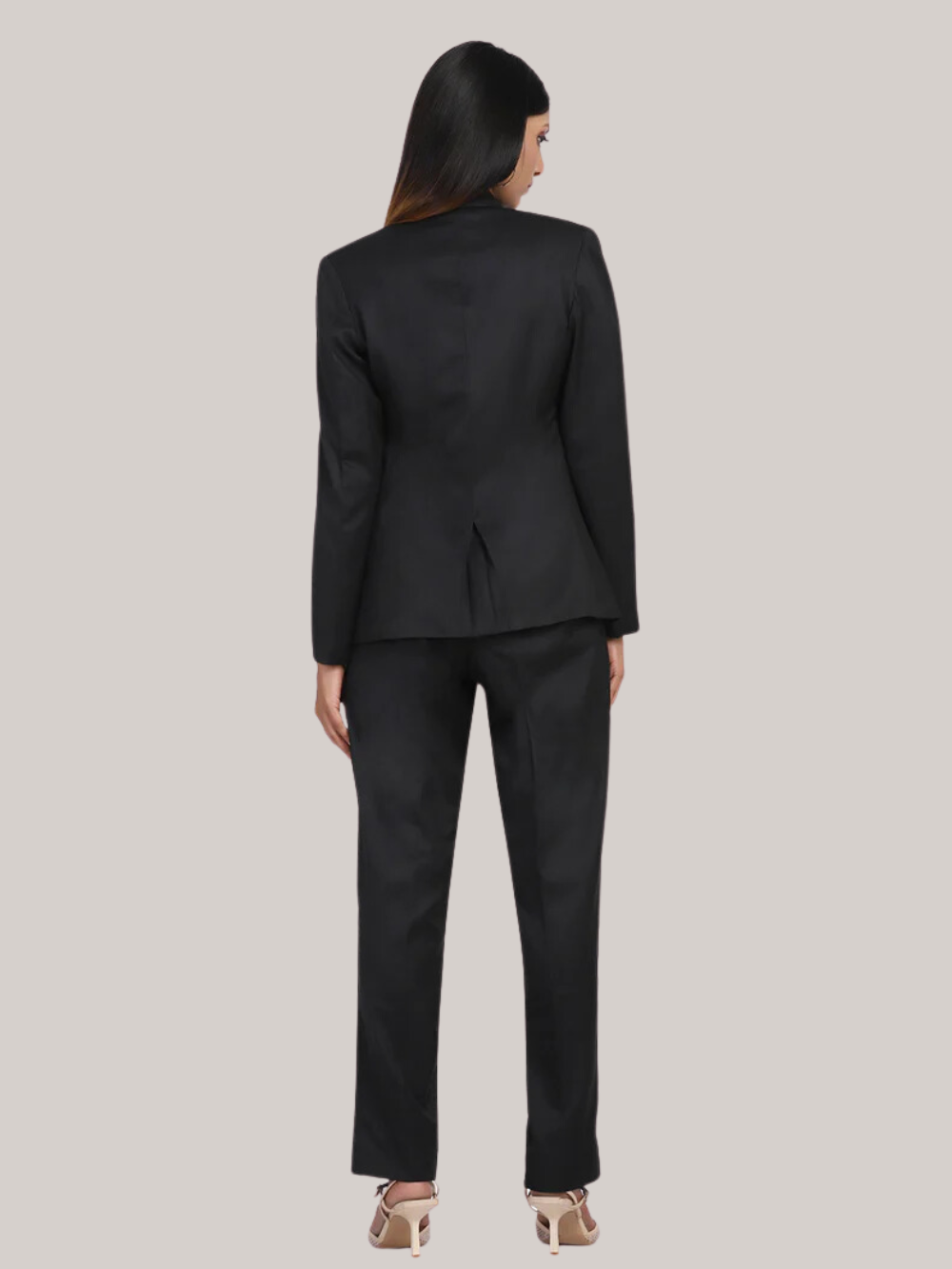 Poly Cotton Pant Suit - Black