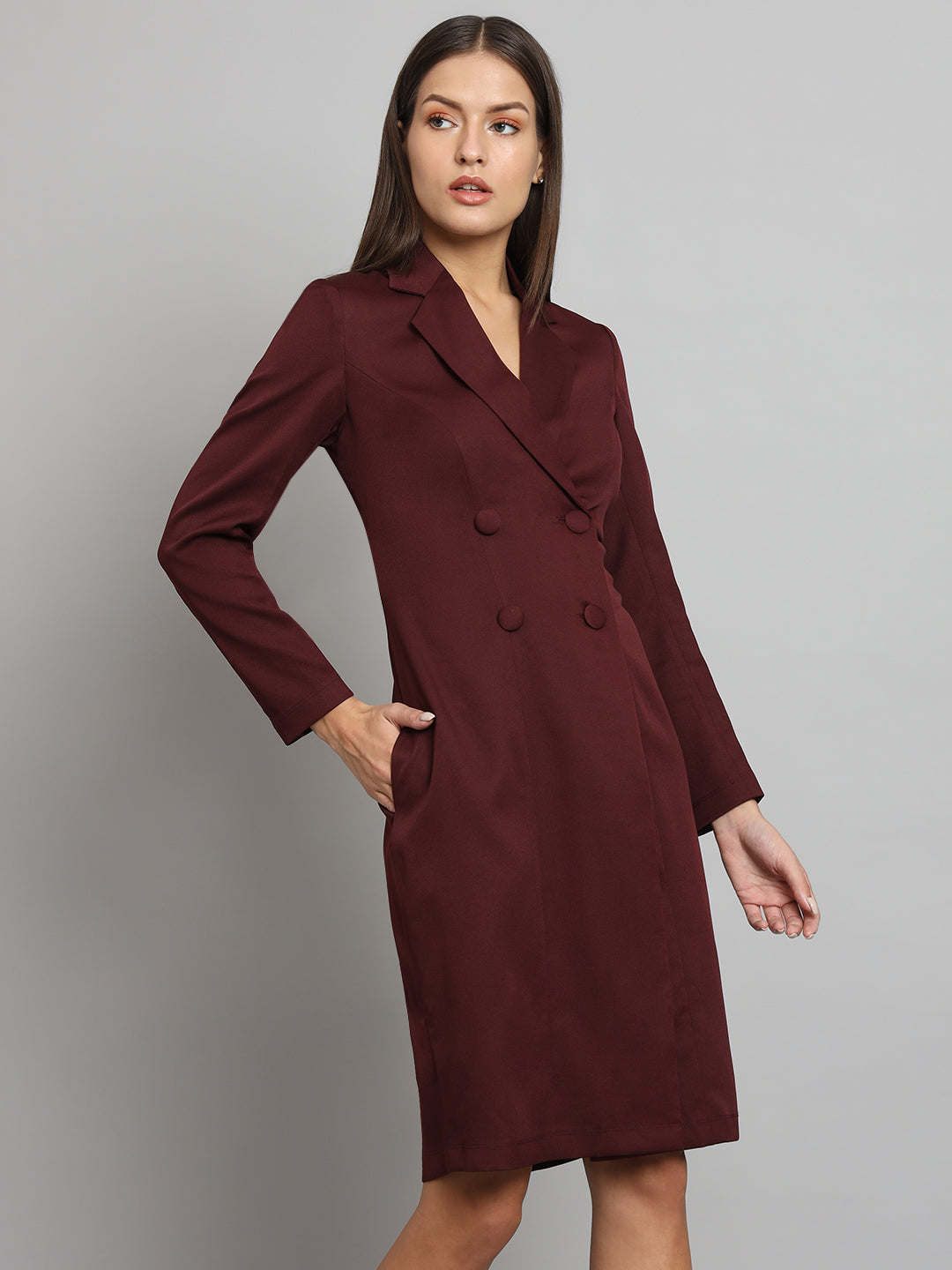 Stretch Blazer Dress- Maroon