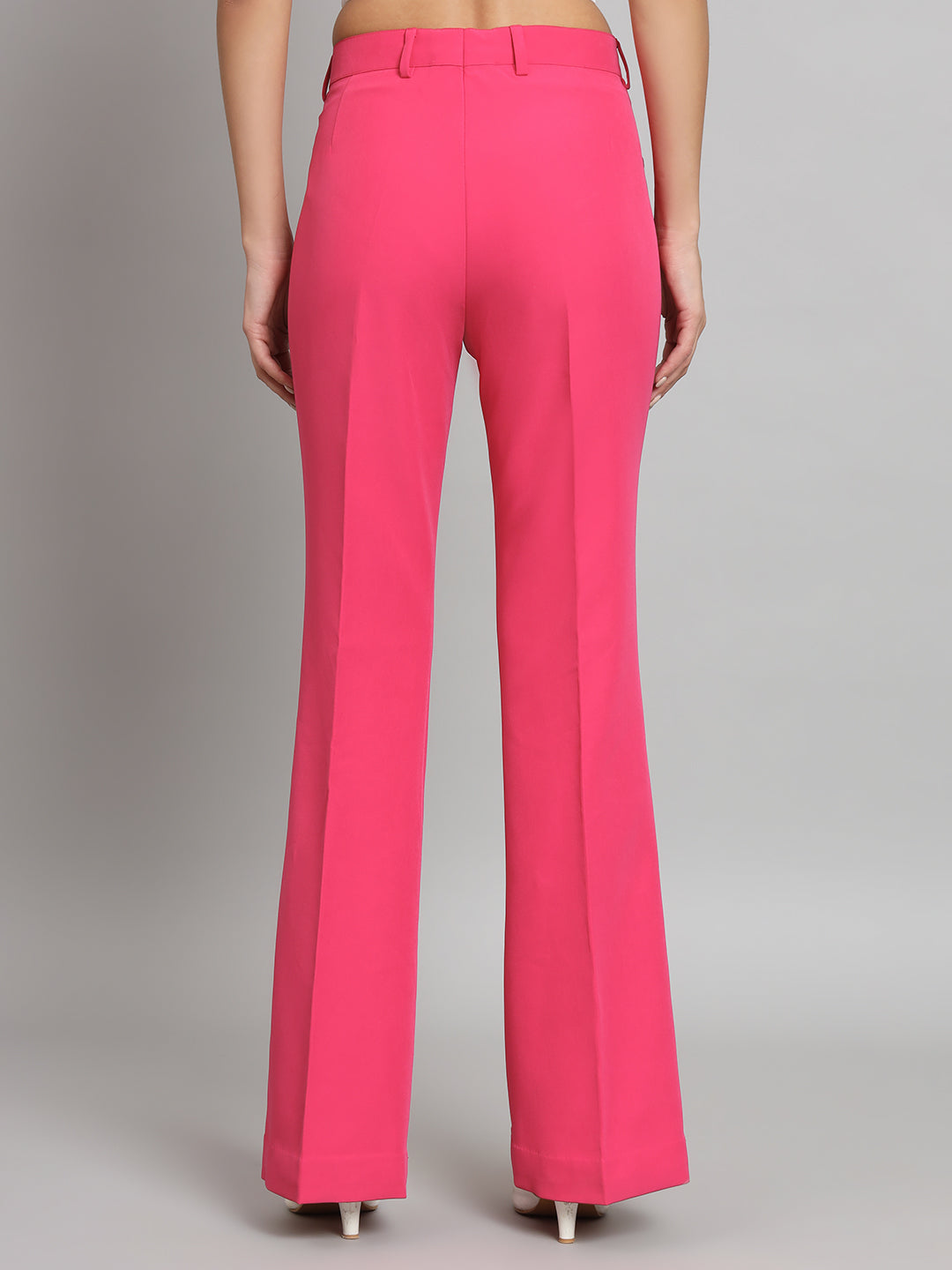 Mid Waist Bell Bottom Stretch Trouser - Hot Pink