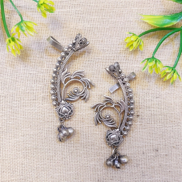 Chaya Floral Silver Cuff Earrings