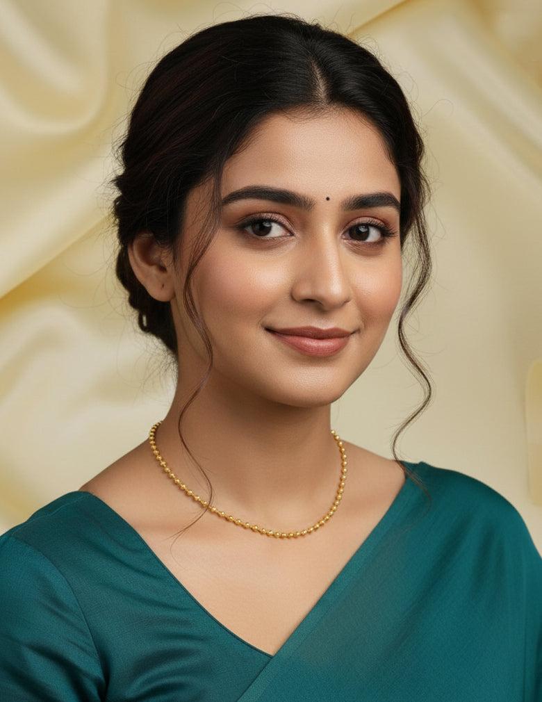 Anti Tarnish Gold Plated Simple  Ball Chain Necklace