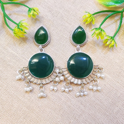 Dark green stone earrings