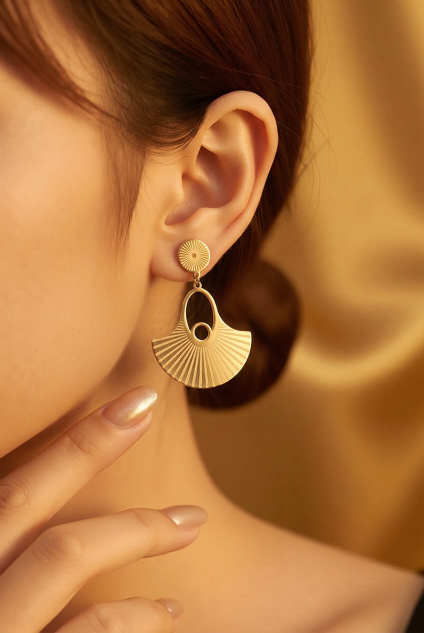 Golden Sunray Fan Statement Earrings LP- 48Hr Delivery