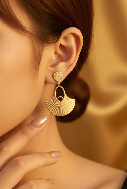 Golden Sunray Fan Statement Earrings LP- 48Hr Delivery