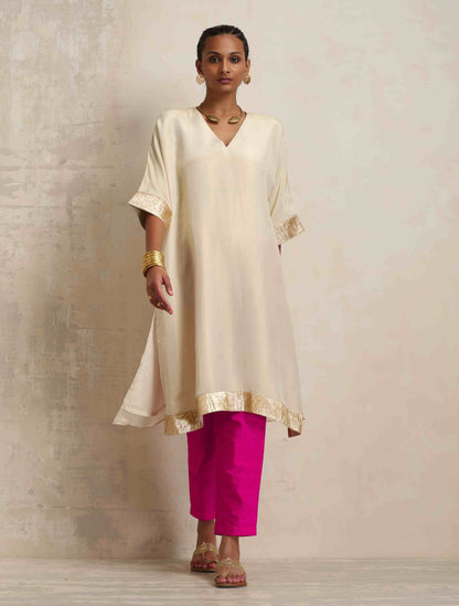 trueBrowns Ivory Tissue Kurta Co-ord Set