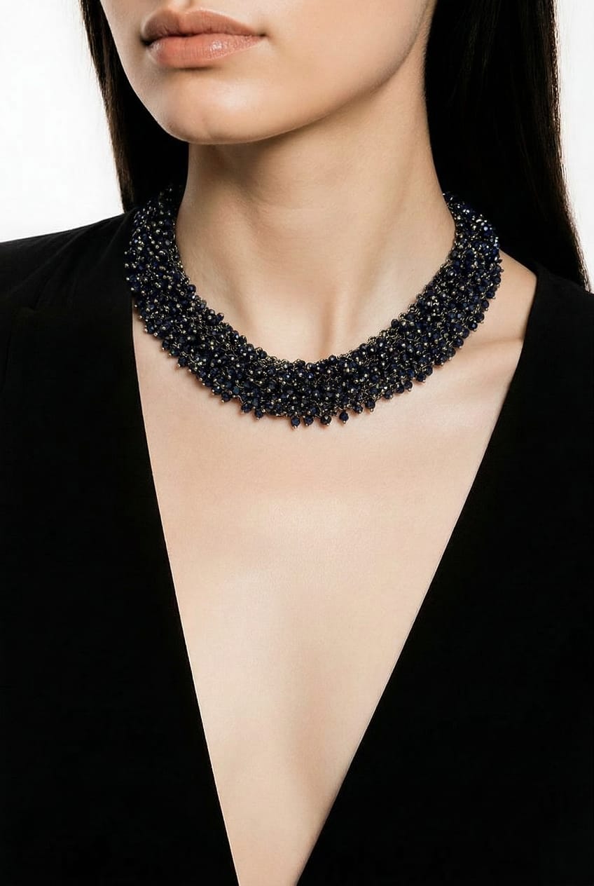 Midnight Sugar-Bead Woven Choker & Earring Set LP- 48Hr Delivery