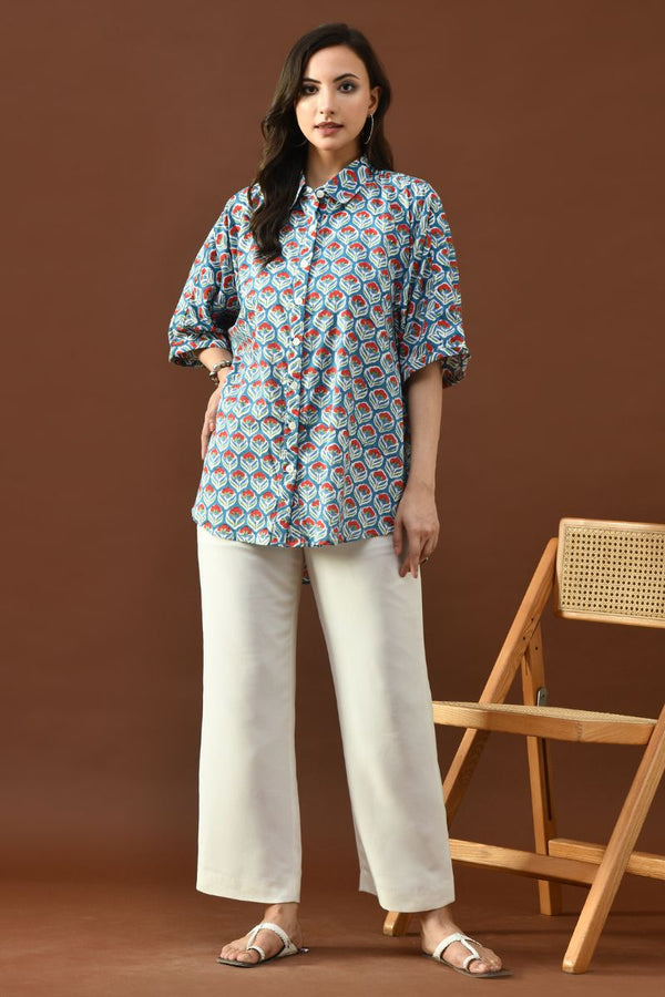 Floral Hand Block Anti-Fit Shirt