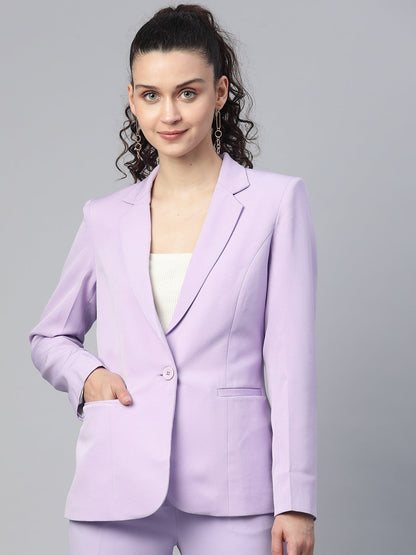 Single Button Light Weight Stretch Blazer - Lavender