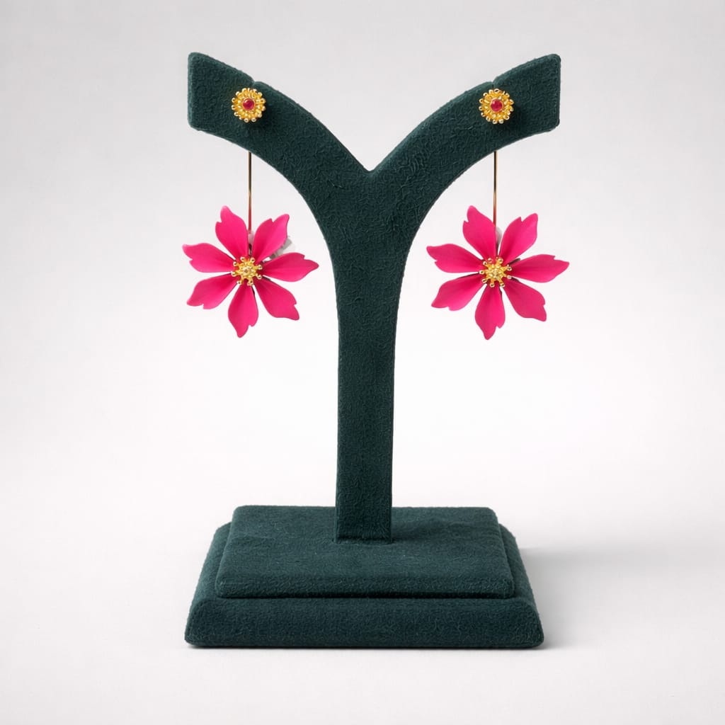 Fuchsia Fever Oversized Floral Drop Earrings LP- 48Hr Delivery