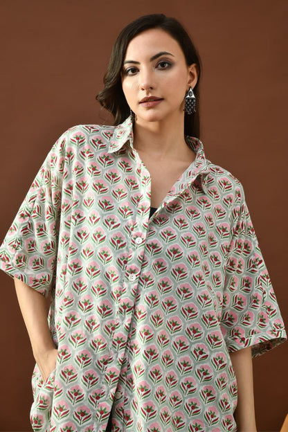 Mint Hand Block Anti-Fit Shirt