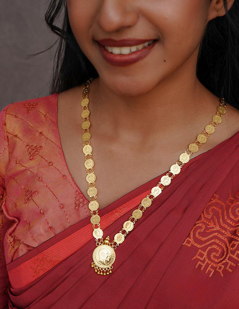 Gold Plated Kaashu coin Long Haram Necklace LP- 48Hr Delivery