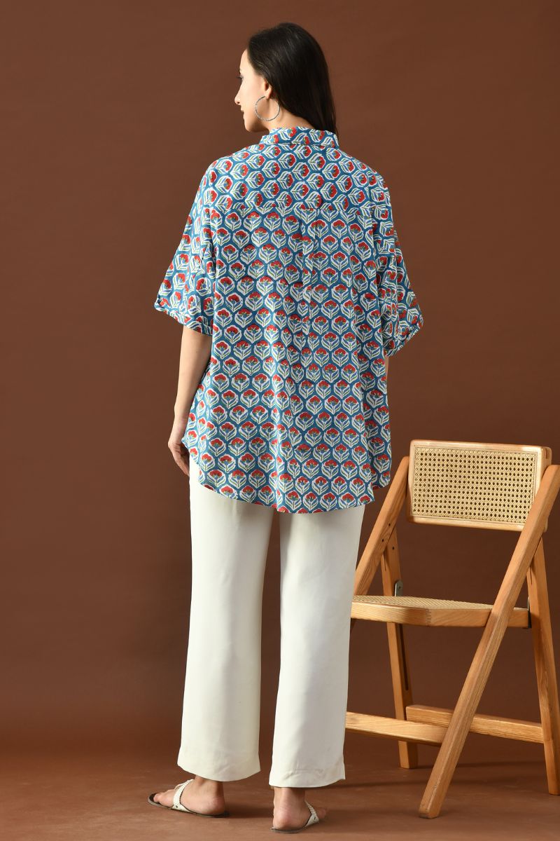 Floral Hand Block Anti-Fit Shirt