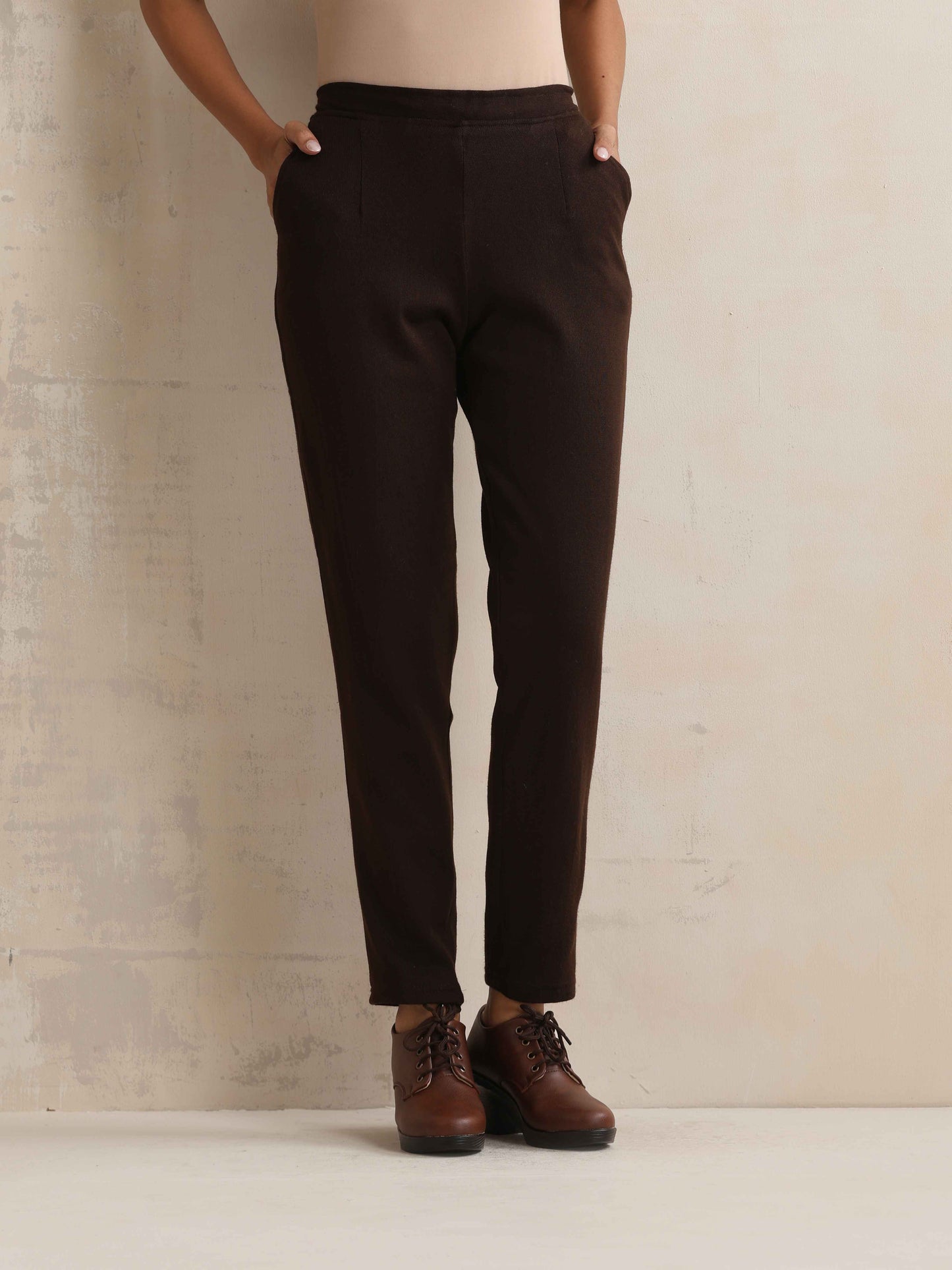 trueBrowns Brown Woollen Pants