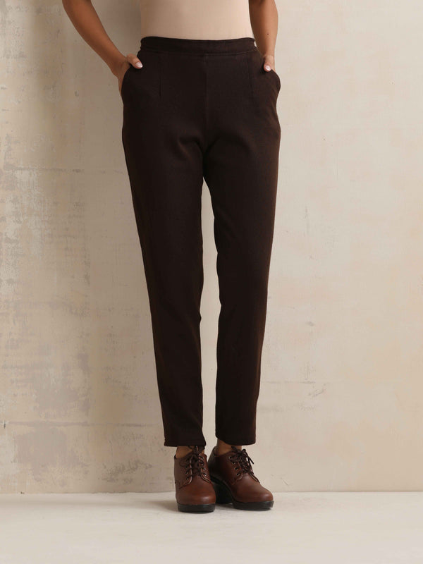 trueBrowns Brown Woollen Pants