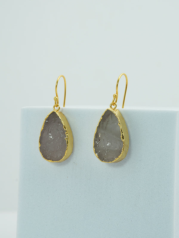 Natural Stone Glamour Gold Plated Earrings