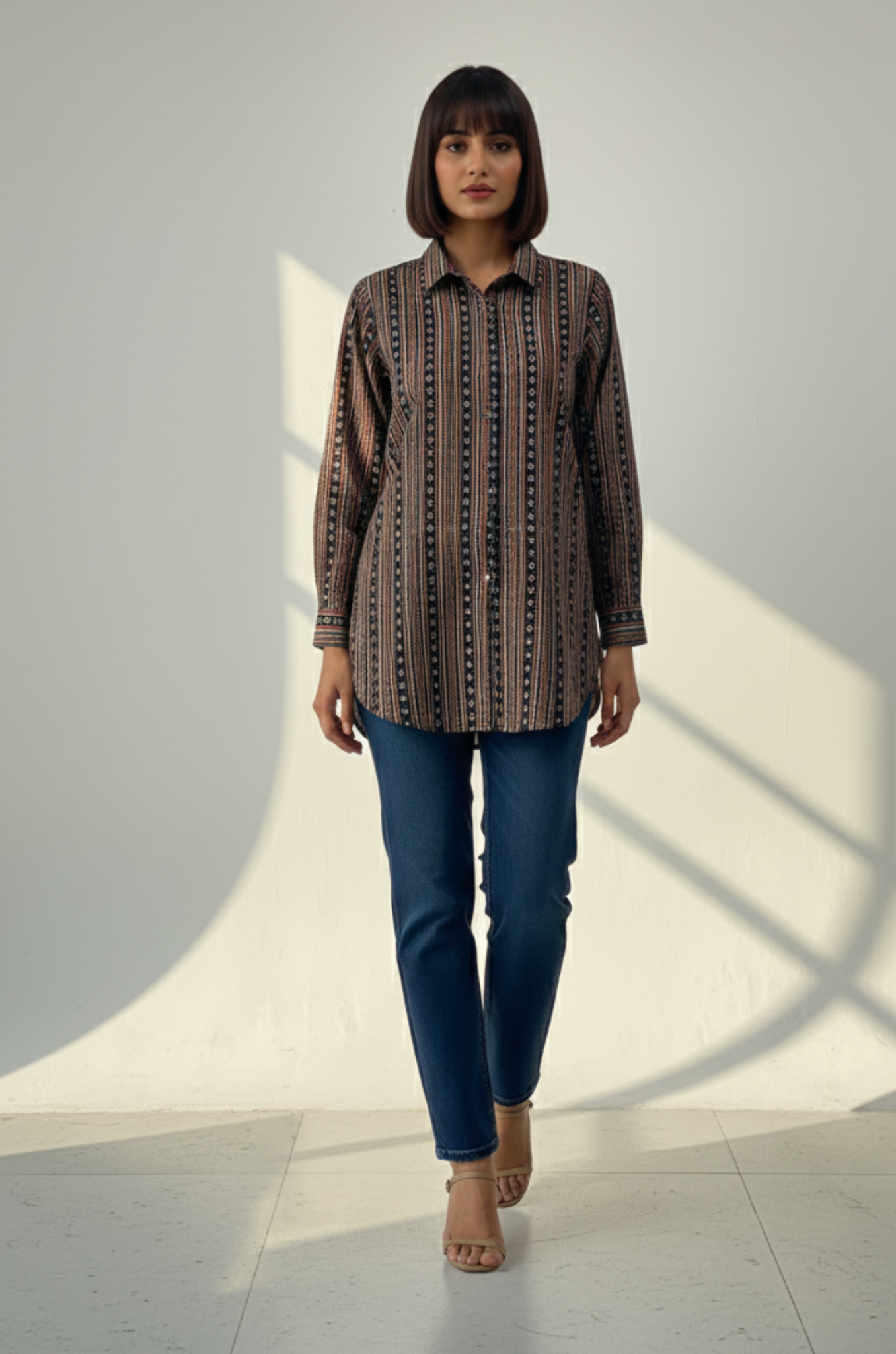Maati  Forest Mosaic  Cotton Button Down Shirt