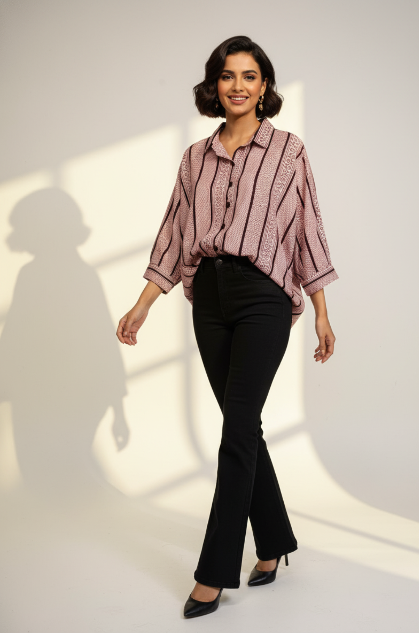 Maati  Noir Maze Handblock Printed Everyday Cotton Shirt