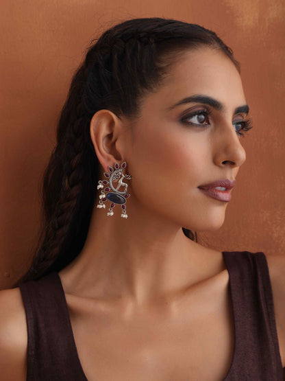 trueBrowns Silver Tone Pearl Drop Earrings
