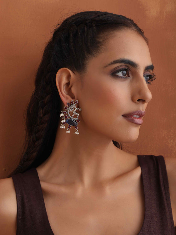 trueBrowns Silver Tone Pearl Drop Earrings