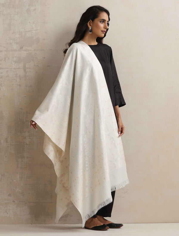 trueBrowns Ivory Gold Woven Stole
