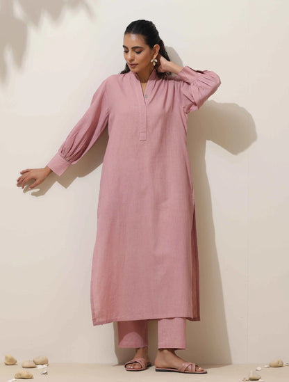 trueBrowns Lilac Cotton Kurta Pant Set