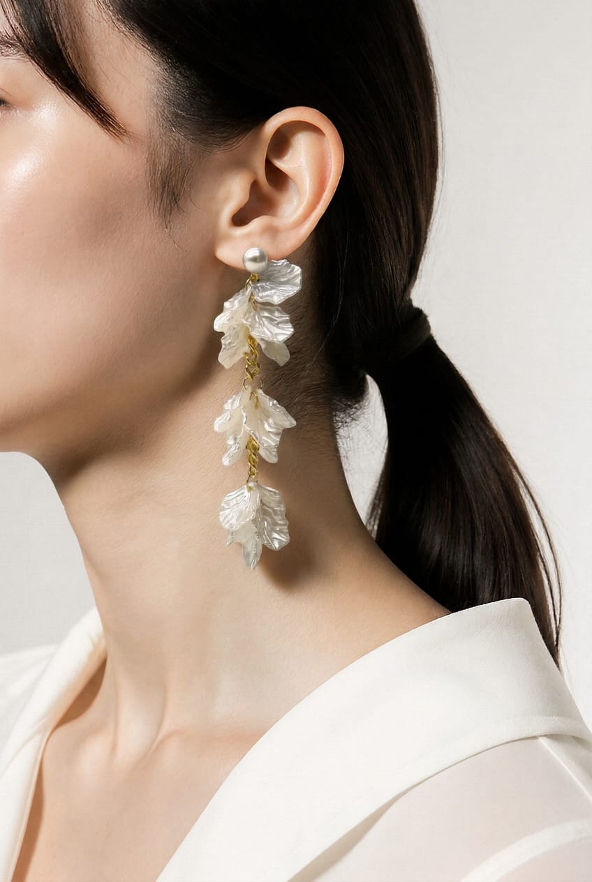 Pearl Leaf Cascade Statement Earrings LP- 48Hr Delivery