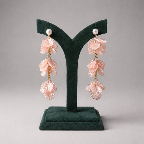 Peach Leaf Cascade Statement Earrings LP- 48Hr Delivery