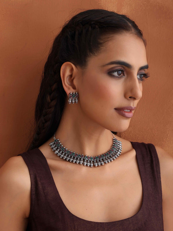 trueBrowns Silver Tone Necklace Set