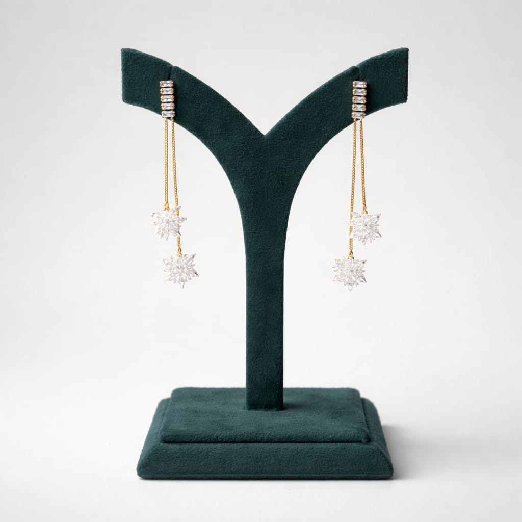 White Crystal Floral Double Drop Earrings LP- 48Hr Delivery