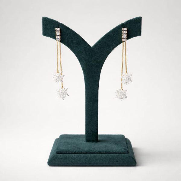 White Crystal Floral Double Drop Earrings LP- 48Hr Delivery