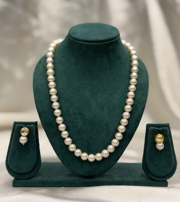 Premium Pearl Necklace & Earrings Set in Gold Finish