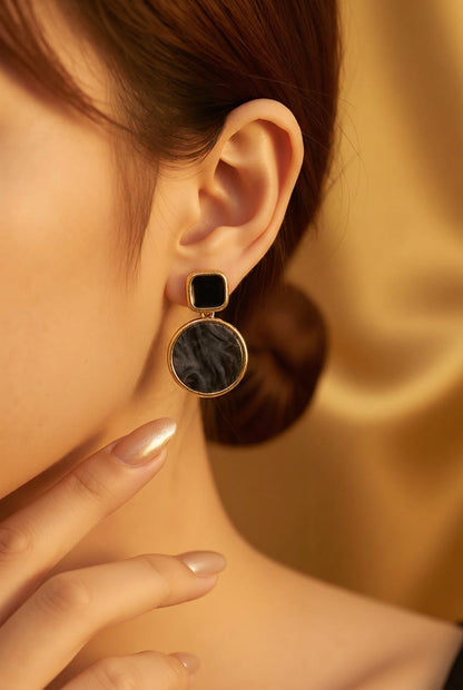 Midnight Marble Geometric Drop Earrings LP- 48Hr Delivery