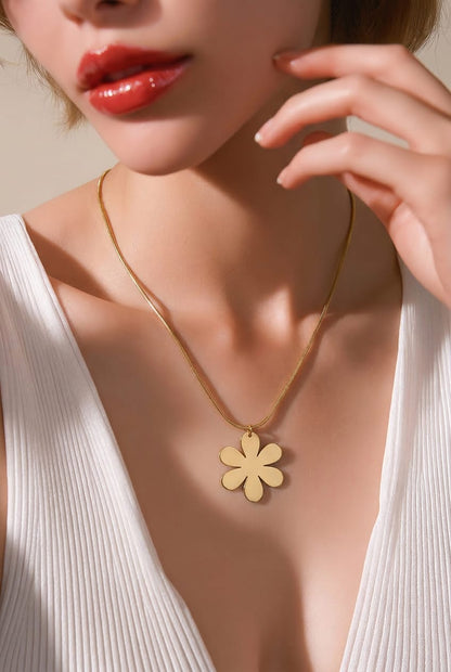 Gilded Petal Sculptural Pendant & Chain LP- 48Hr Delivery