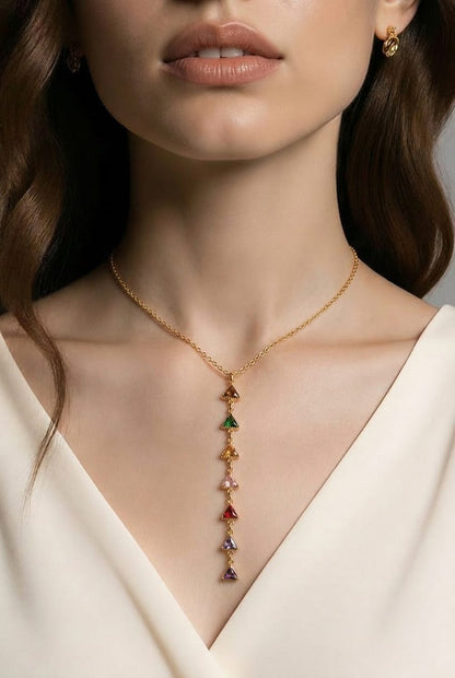Rainbow Geo-Drop Necklace LP- 48Hr Delivery