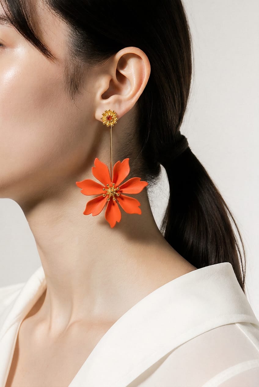 Sunset Bloom Oversized Floral Drop Earrings LP- 48Hr Delivery