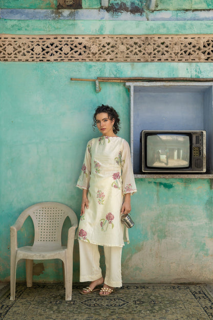 Anu Zinnia Chanderi Kurta Set
