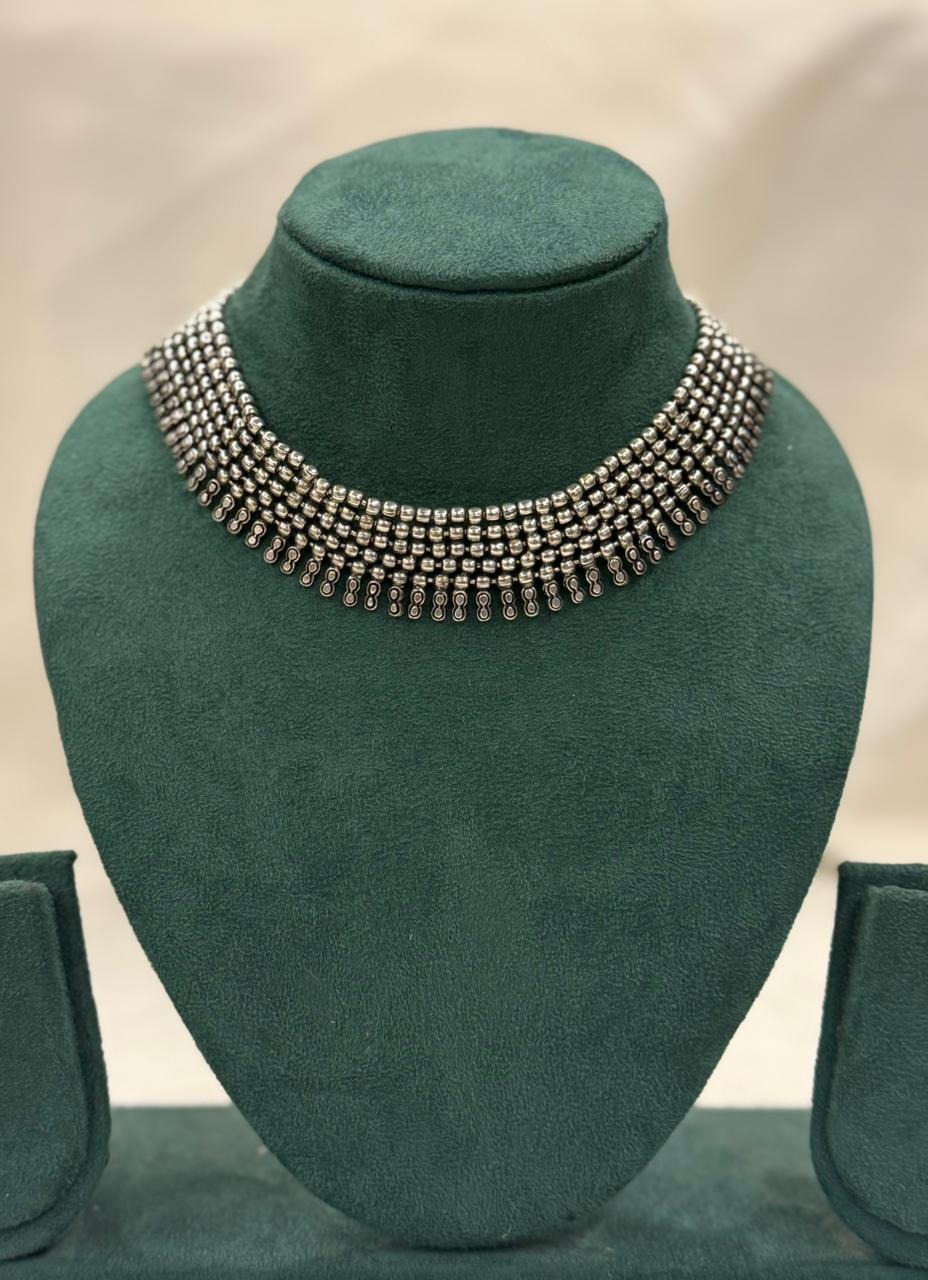 Oxidised 5 Layer Choker Necklace