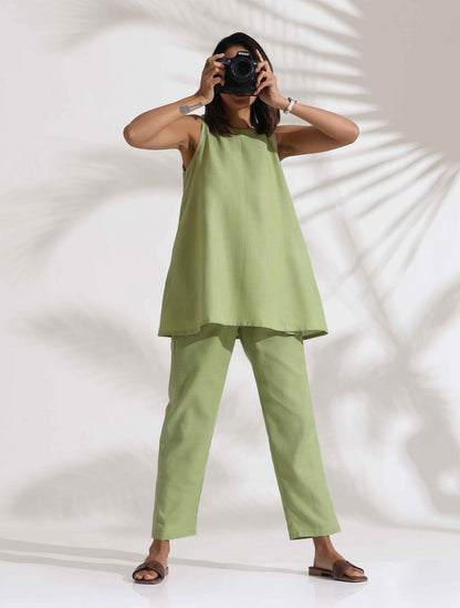 trueBrowns Light Green Slub Co-ord Set LP- 48Hr Delivery